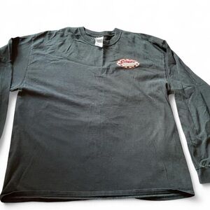 Gildan Black Long Sleeve with Red and White Logo